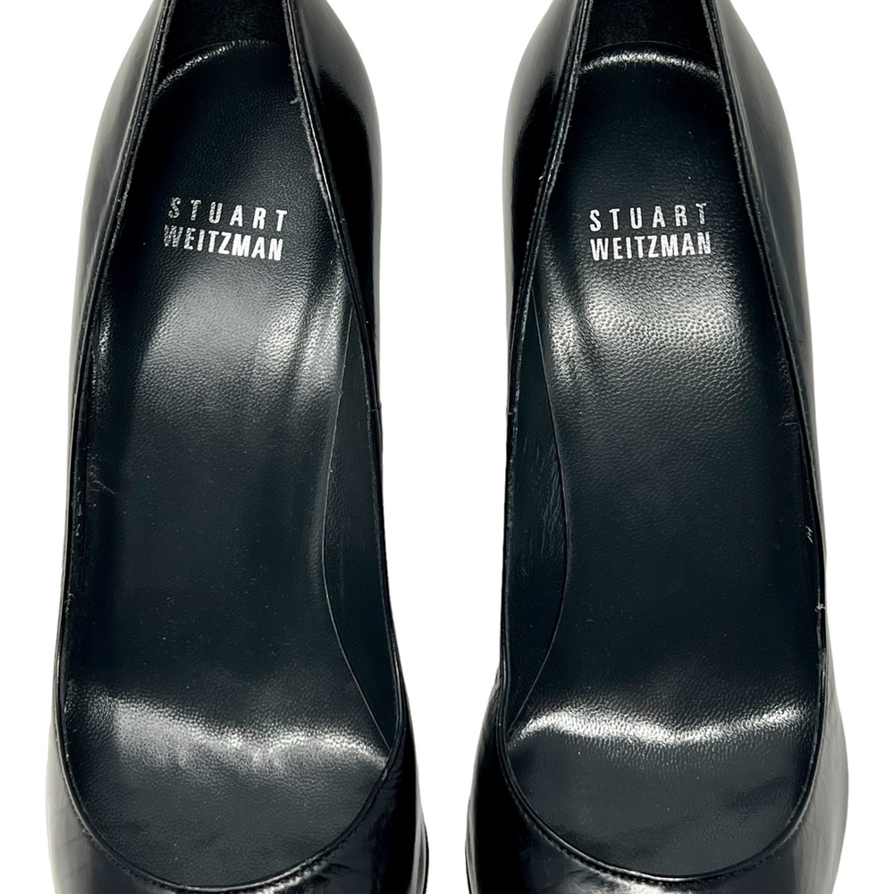 Stuart Weitzman women's black leather point toe pumps size 8 wide - Picture 5 of 16